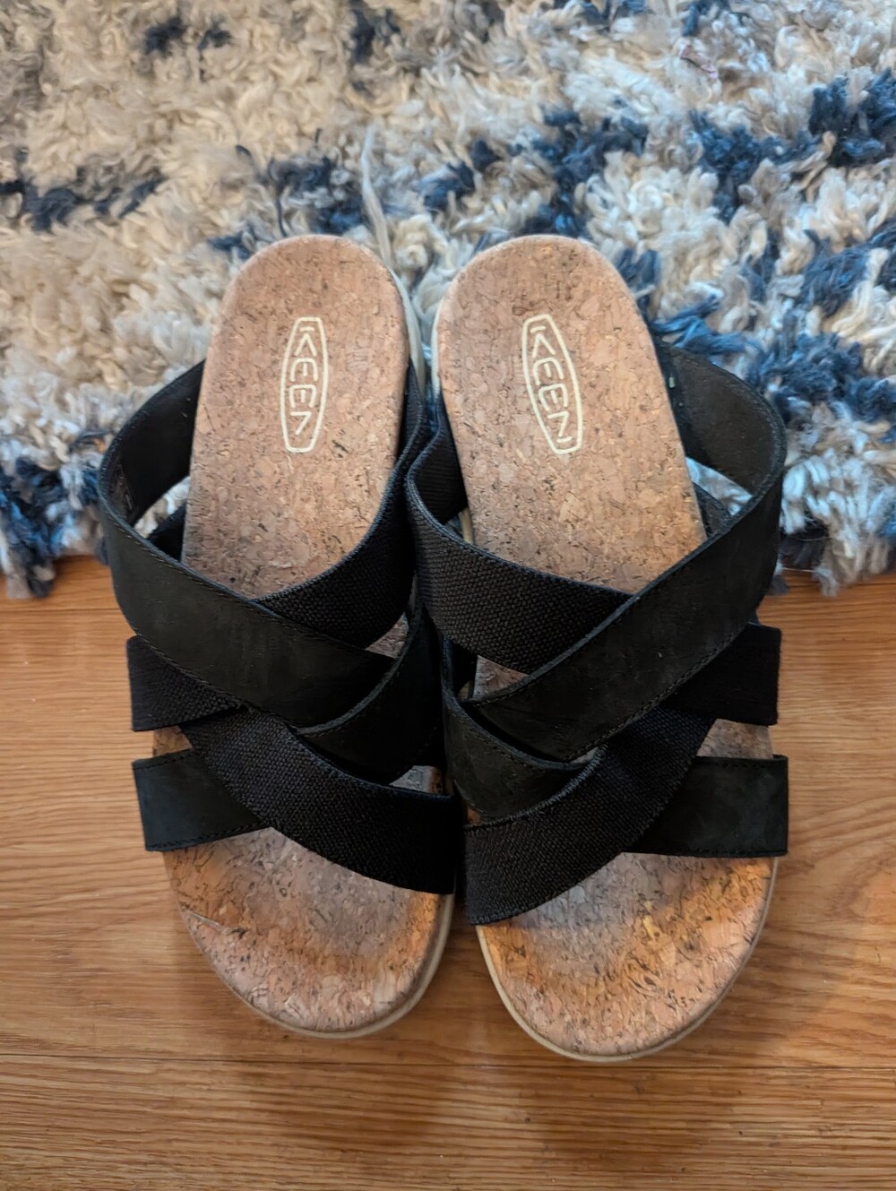 KEEN Women’s Black Cork Footbed Slide Sandals